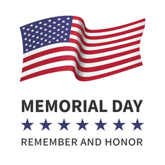Memorial Day, Remember and Honor - poster with the flag of the United States