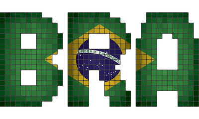 Mosaic letter flag of Brazil - obrazy, fototapety, plakaty