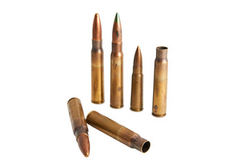 Bullets isolated on white.