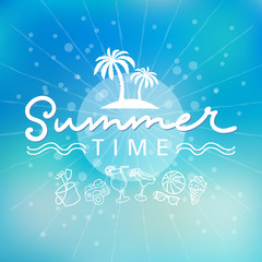 Fototapeta na wymiar Summer time background hand letter. Vector illustration