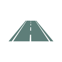Icono plano carretera en perspectiva gris en fondo blanco