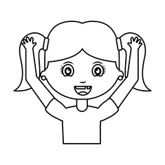cute little girl student with hands up vector illustration design