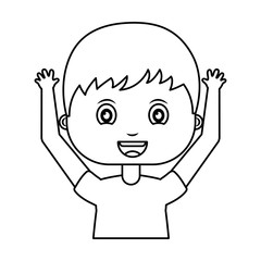 cute little boy with hands up character vector illustration design