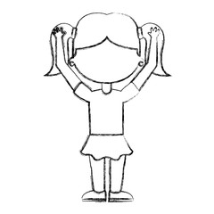 cute little girl student with hands up vector illustration design