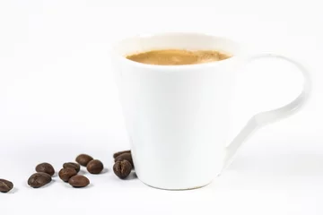 Fotobehang Koffiebar café, tasse à café, grains de café
