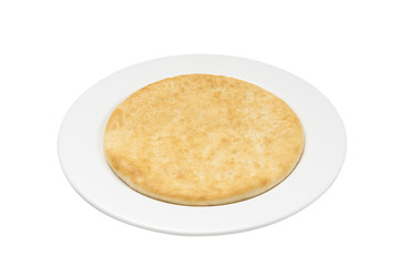 Isolate and clipping path of Pizza dough in white plate.