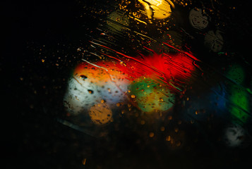Rain drops on a windshield