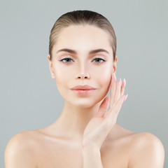 Obraz na płótnie Canvas Spa Portrait of Healthy Model Woman with Fresh Skin. Facial Treatment, Aesthetic Medicine and Cosmetology