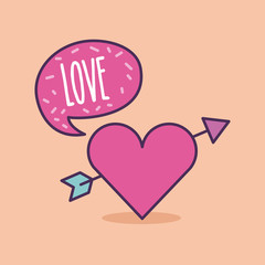 cartoon heart with arrow love lettering girly icon image vector illustration design 