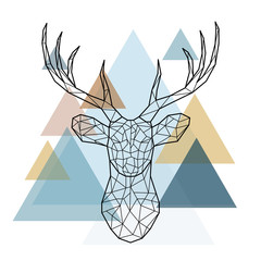 Geometric deer head. Scandinavian style