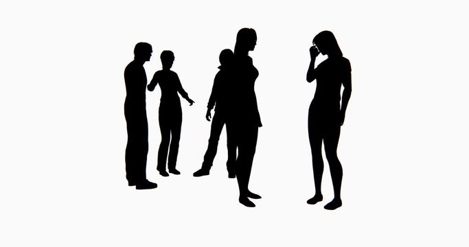 4k Business people silhouette talking or Using mobile Phones.