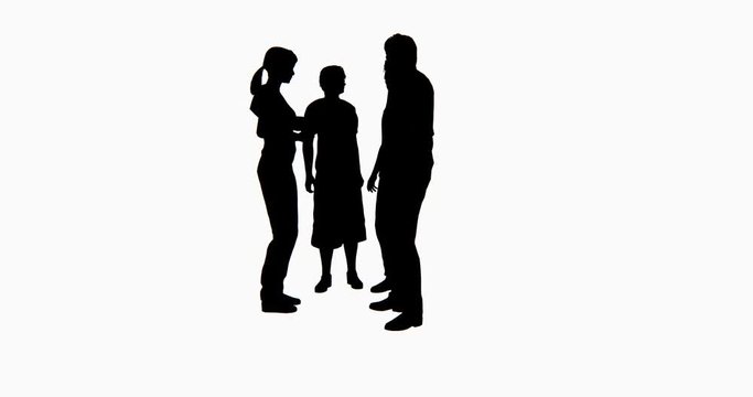 4k Business people silhouette talking.