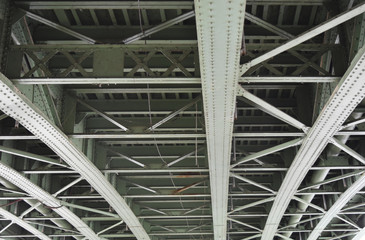 Under a metal bridge.