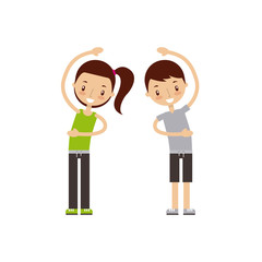 Obraz na płótnie Canvas man and woman exercising happy fitness people image vector illustration design 