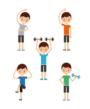 man doing exercise happy fitness people image vector illustration design 