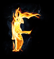 Letter F. Fire and smoke alphabet