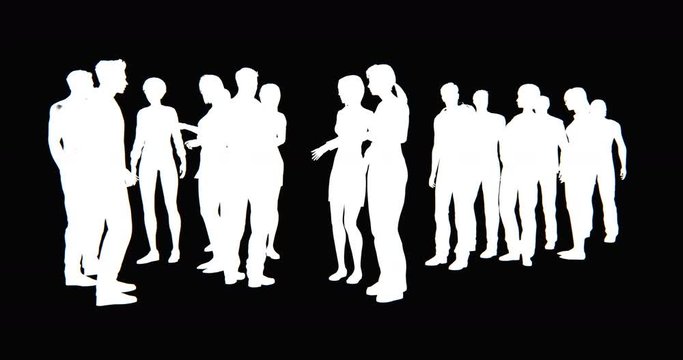 4k a group of Business people silhouette talking.