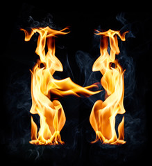 Letter H. Fire and smoke alphabet