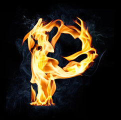 Letter P. Fire and smoke alphabet
