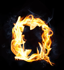 Letter Q. Fire and smoke alphabet