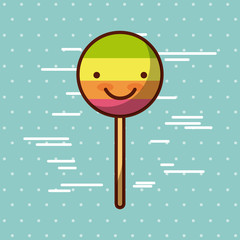 lollipop kawaii food with background colorful image vector illustration design 