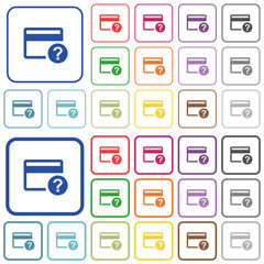 Unknown credit card outlined flat color icons