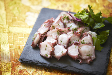 Raw octopus sashimi 
