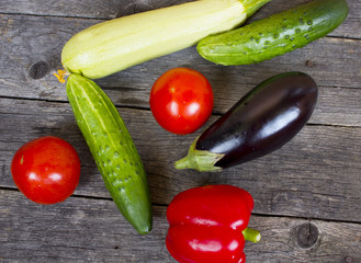 Close up of various colorful raw vegetables