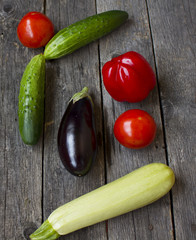 Close up of various colorful raw vegetables