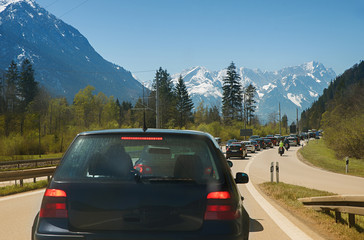 Stau am Autobahnende Garmischer Autobahn