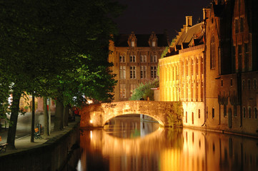 Bruges canaux la nuit