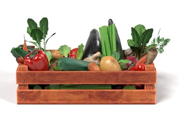 realistic 3d render of vegetable in box