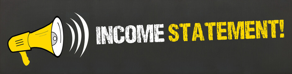 Income Statement / Megafon auf Tafel