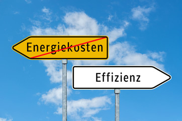 Fototapeta premium Effizienz Energiekosten Schild