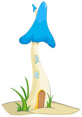 blue fantasy mushroom house