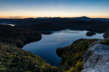 Nichol's Ledge and Pond with Mountains in Background - Sunset - Vermont