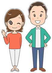 アラフォー夫婦のイラスト（全身）