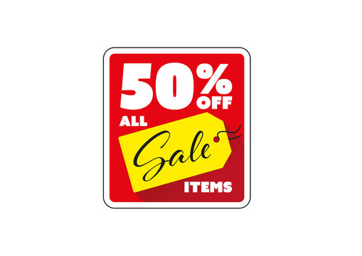 50% Off all sale items sticker