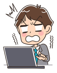 スーツを着た男性とパソコン