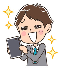 スーツを着た男性とスマホ