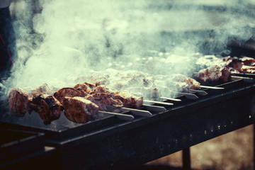 Assortment of barbecue on the grill