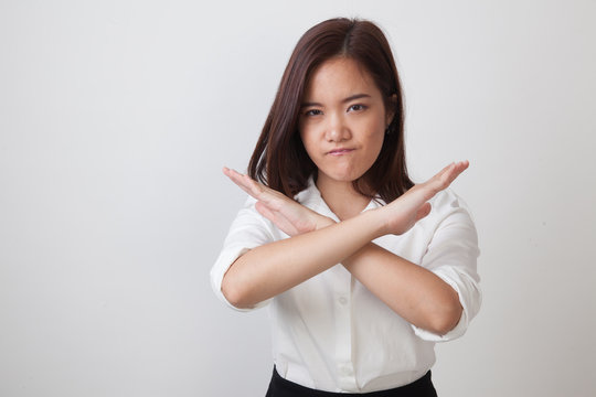 Beautiful young Asian woman say no.