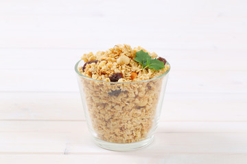morning granola with hazelnuts and  raisins