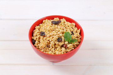 morning granola with hazelnuts and raisins