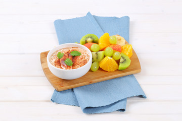 fruit salad with cinnamon yogurt