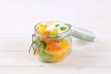 fruit salad with white yogurt