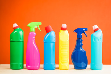 Colorful cleaning products