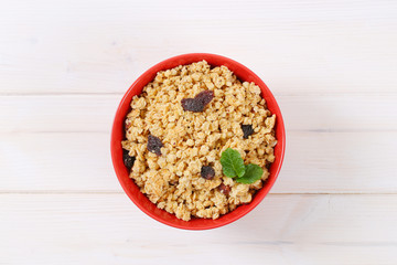 morning granola with hazelnuts and raisins