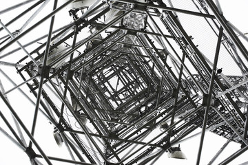 Communication Tower on white background. Low angel view