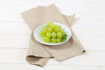 plate of white grapes